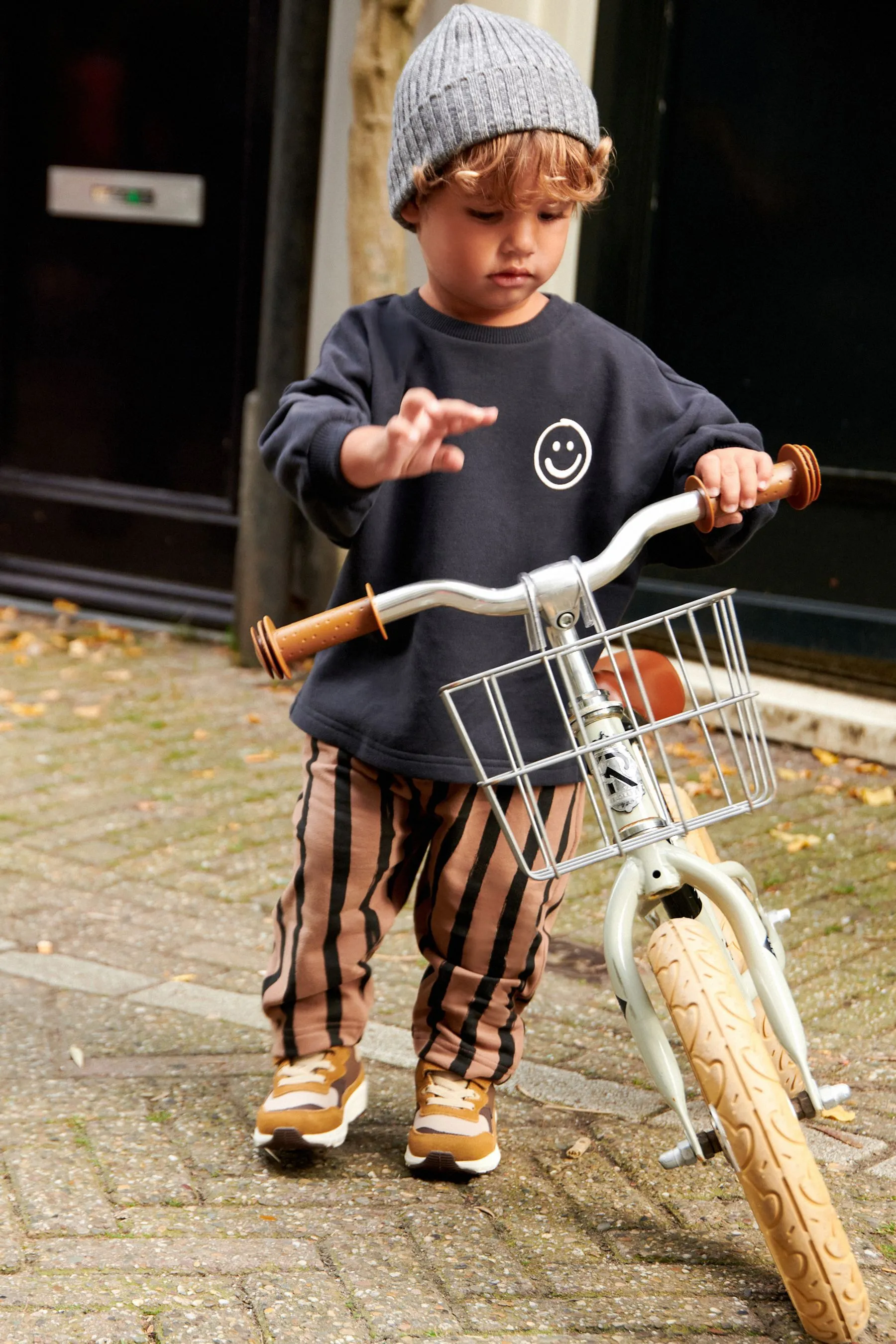 Black/Brown Sweatshirt And Stripe Joggers Set (3mths-7yrs)