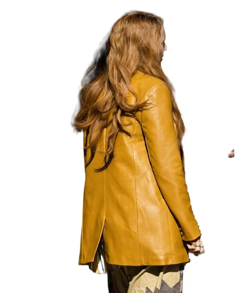 Blake Lively It Ends With Us Real Leather Mustard Jacket 