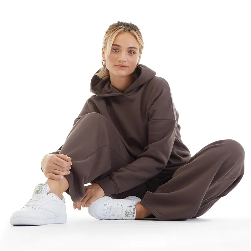 Board Angels Womens Wide Leg Joggers Hooded Tracksuit Chocolate