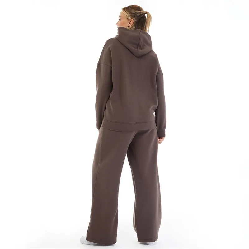 Board Angels Womens Wide Leg Joggers Hooded Tracksuit Chocolate