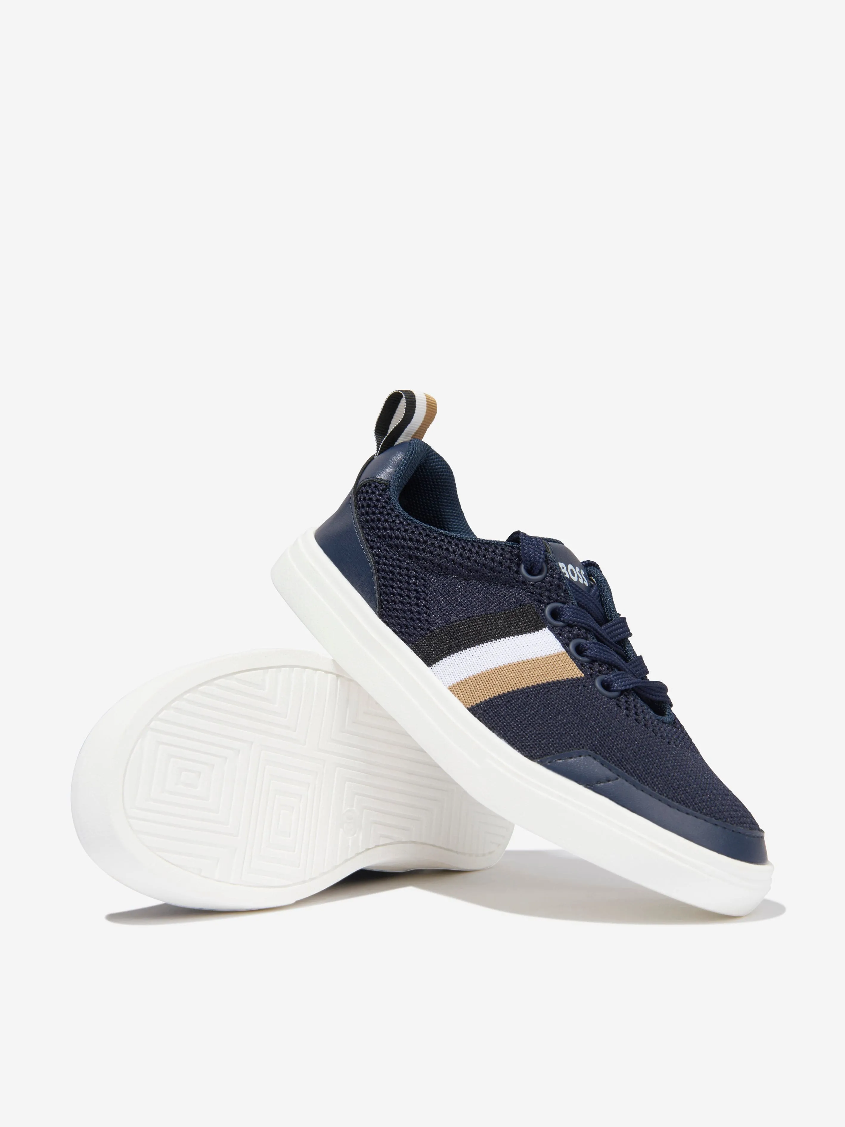 BOSS Boys Branded Trainers In Navy