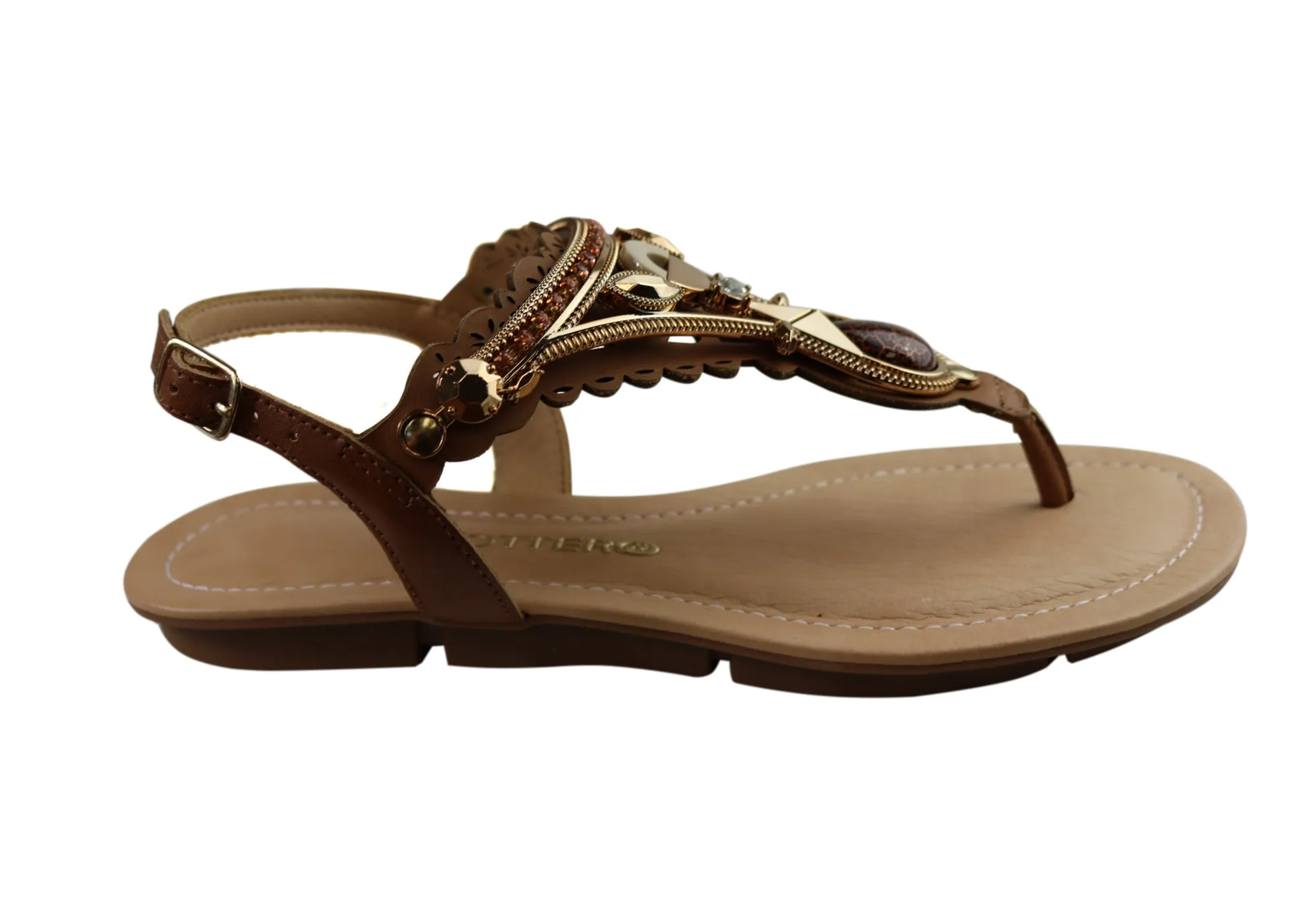 Bottero Caymen Womens Comfortable Leather Sandals Made In Brazil