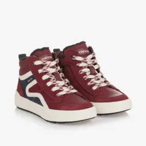 Boys Burgundy Red High Top Trainers