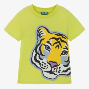 Boys Green Cotton Tiger T-Shirt