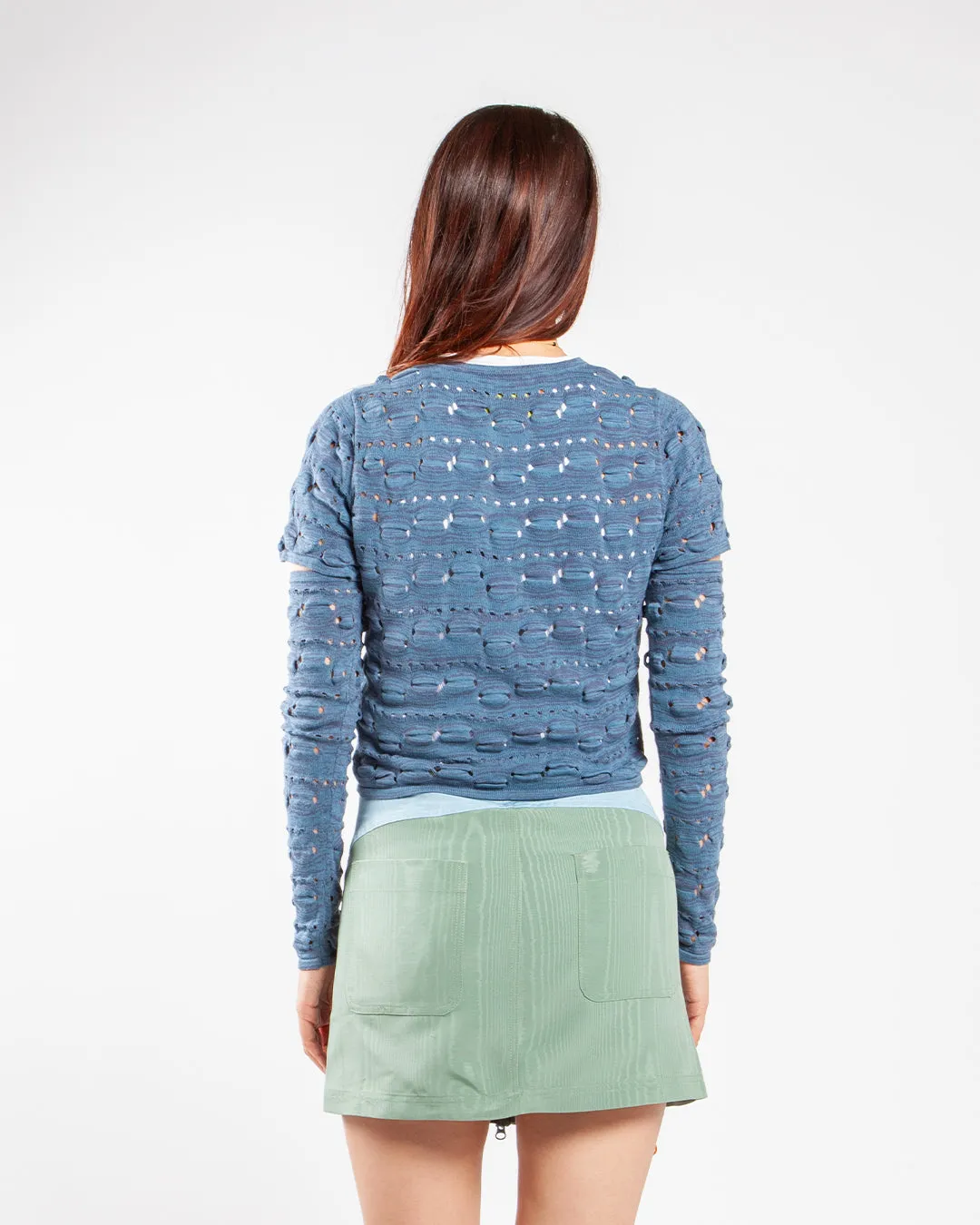 Brain Dead Bubble Knit Cardigan Blue
