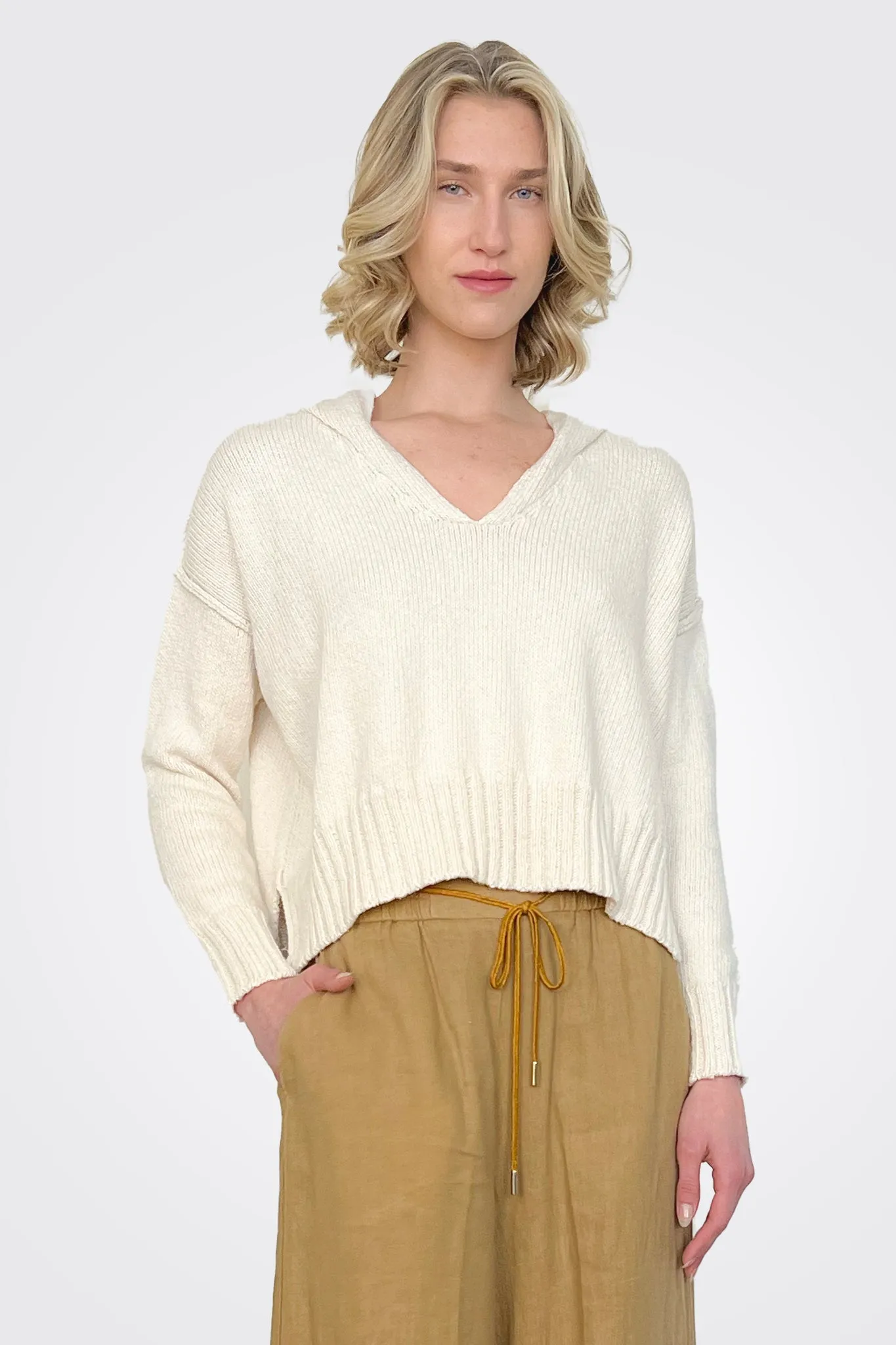 Calica Knitted Hoodie - Panna