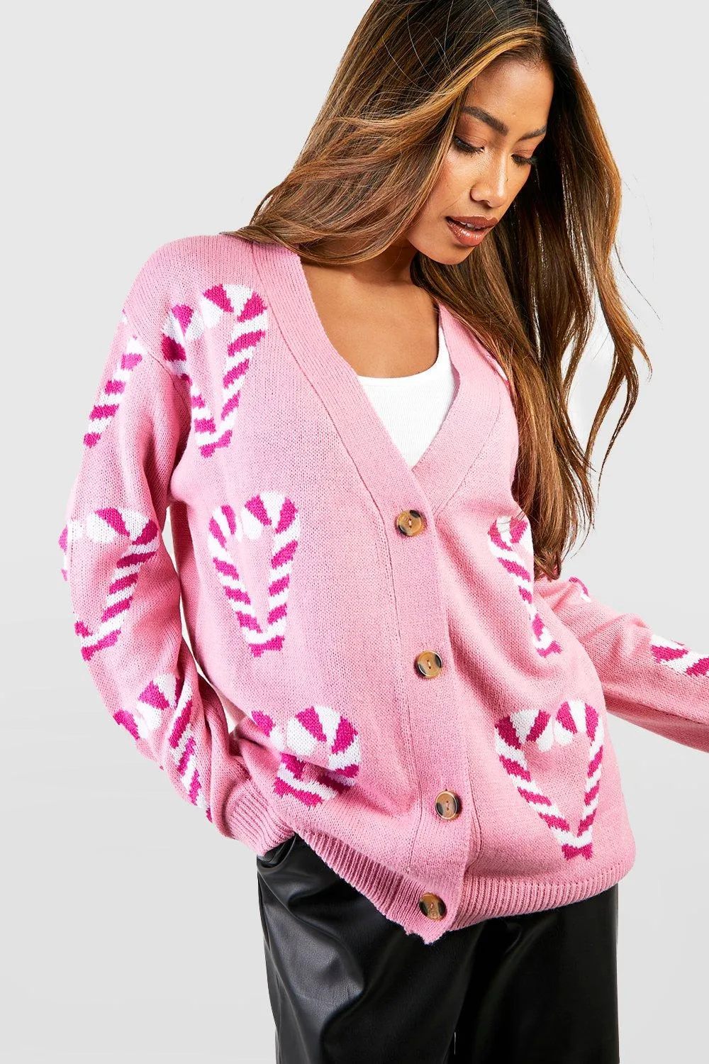 Candy Cane Hearts Christmas Cardigan