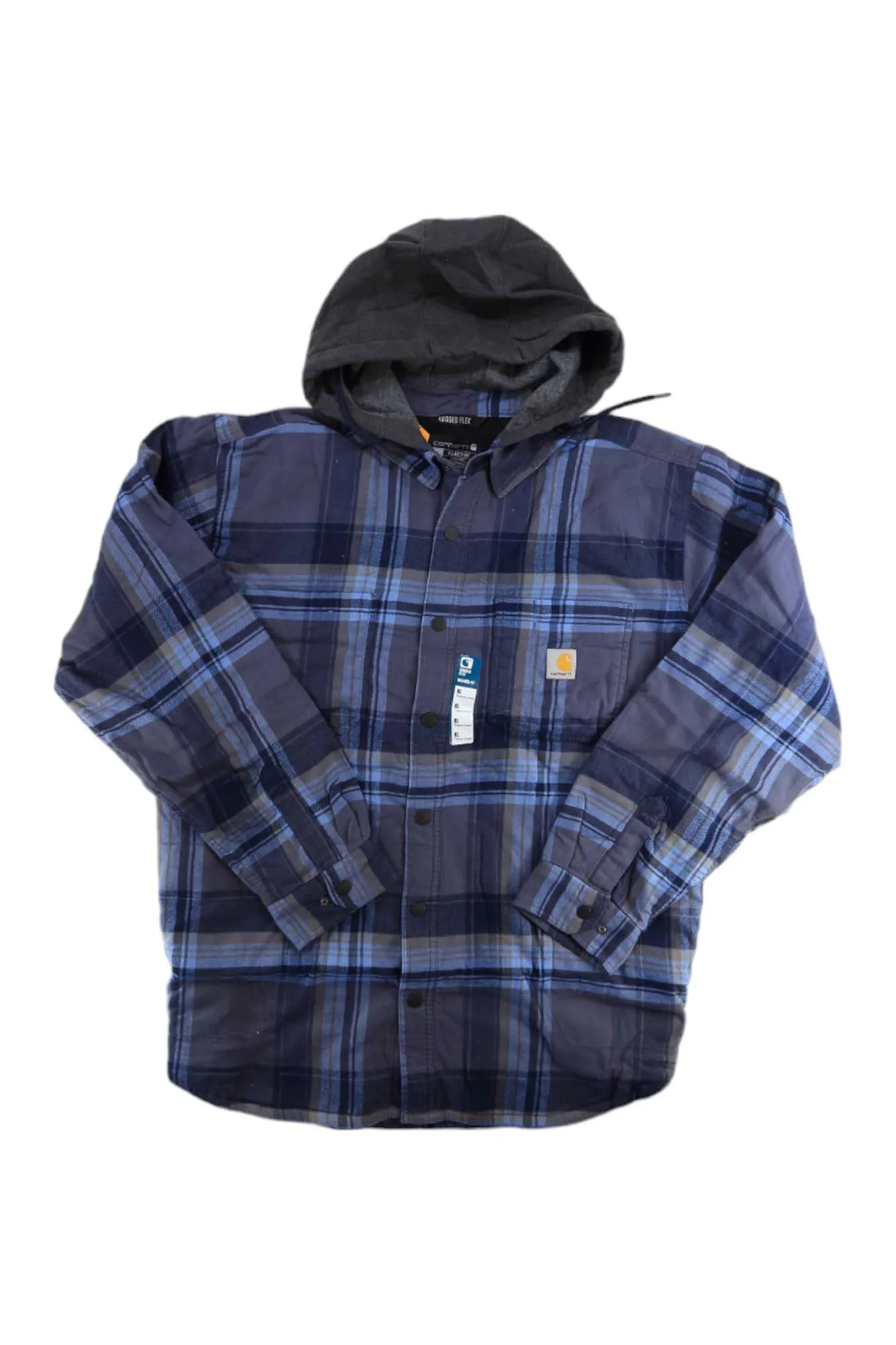 Carhartt Men's Rugged Flex Relaxed Fit Flannel Fleece Lined Hooded Shirt Jac