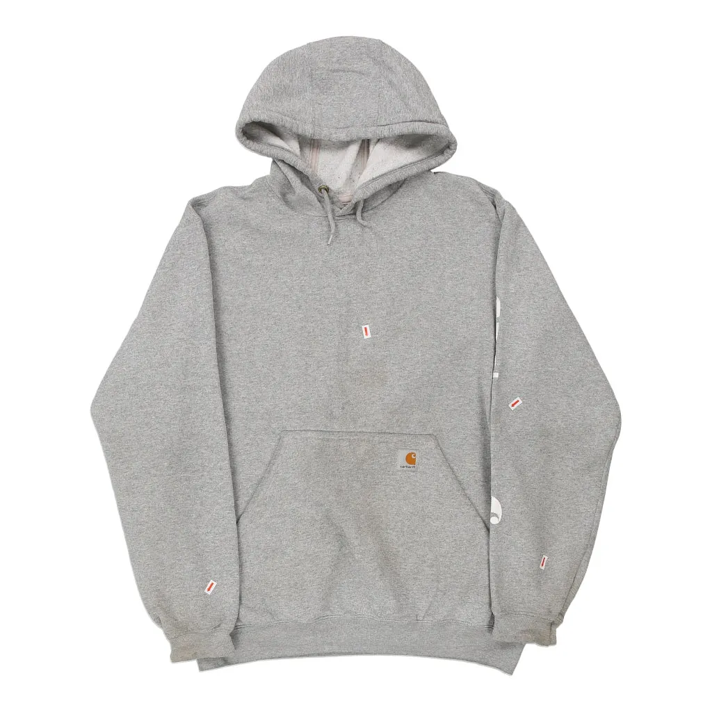 Carhartt Spellout Hoodie - Medium Grey Cotton Blend