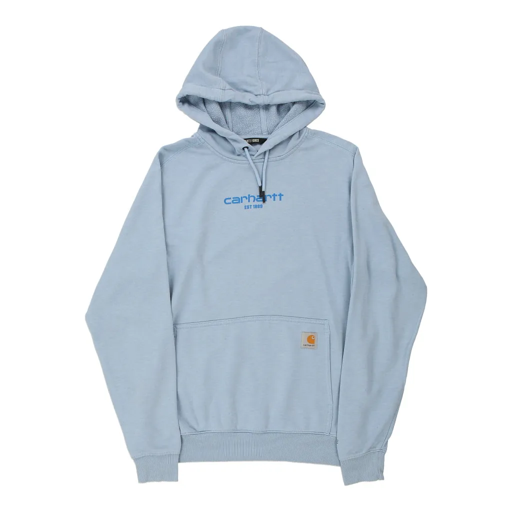 Carhartt Spellout Hoodie - Small Blue Cotton Blend