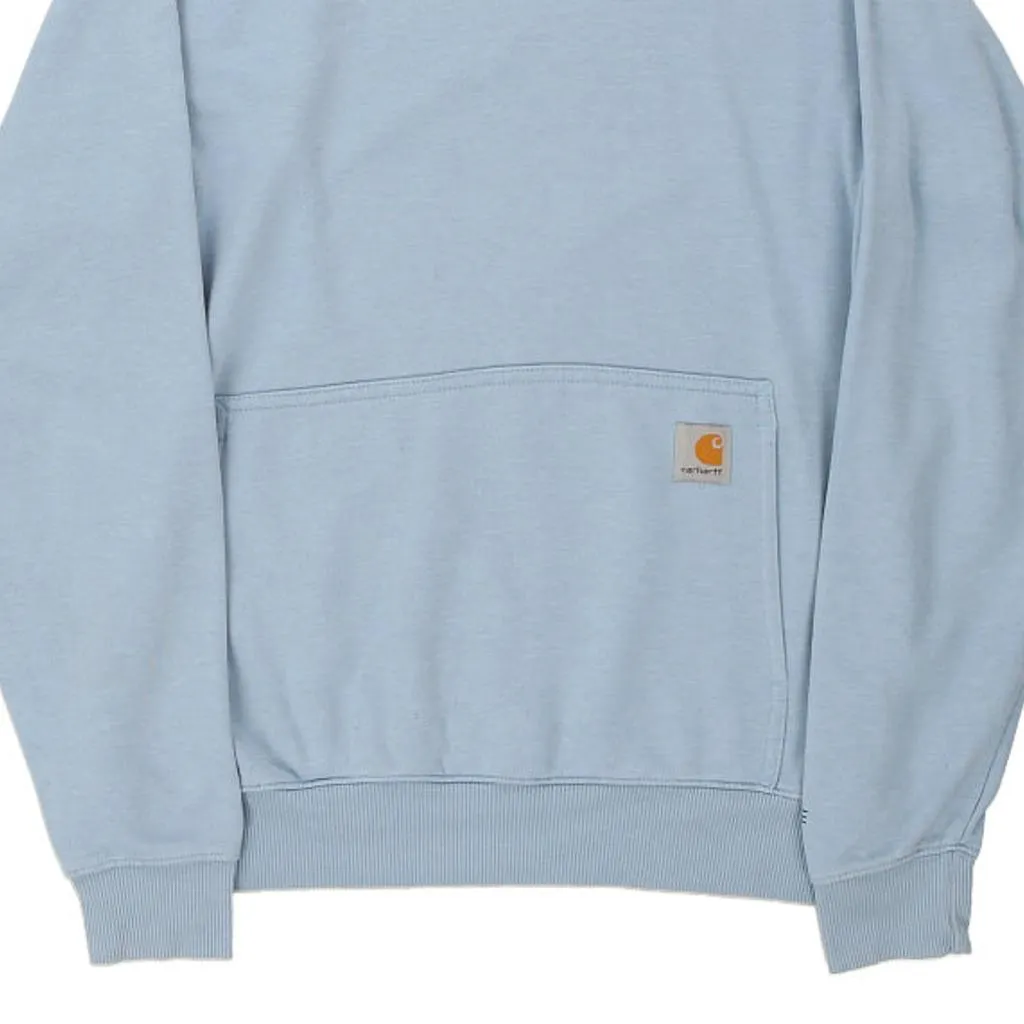 Carhartt Spellout Hoodie - Small Blue Cotton Blend