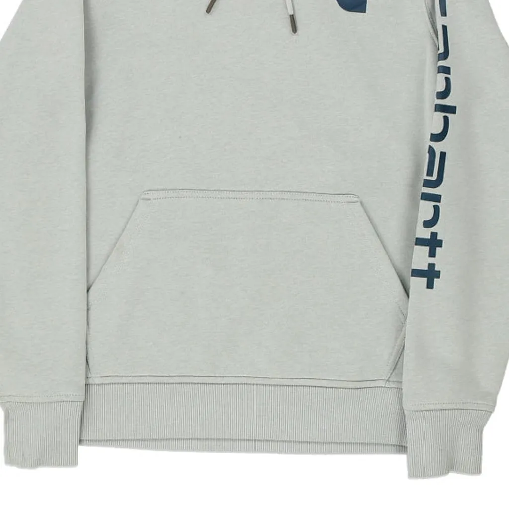 Carhartt Spellout Hoodie - Small Green Cotton Blend