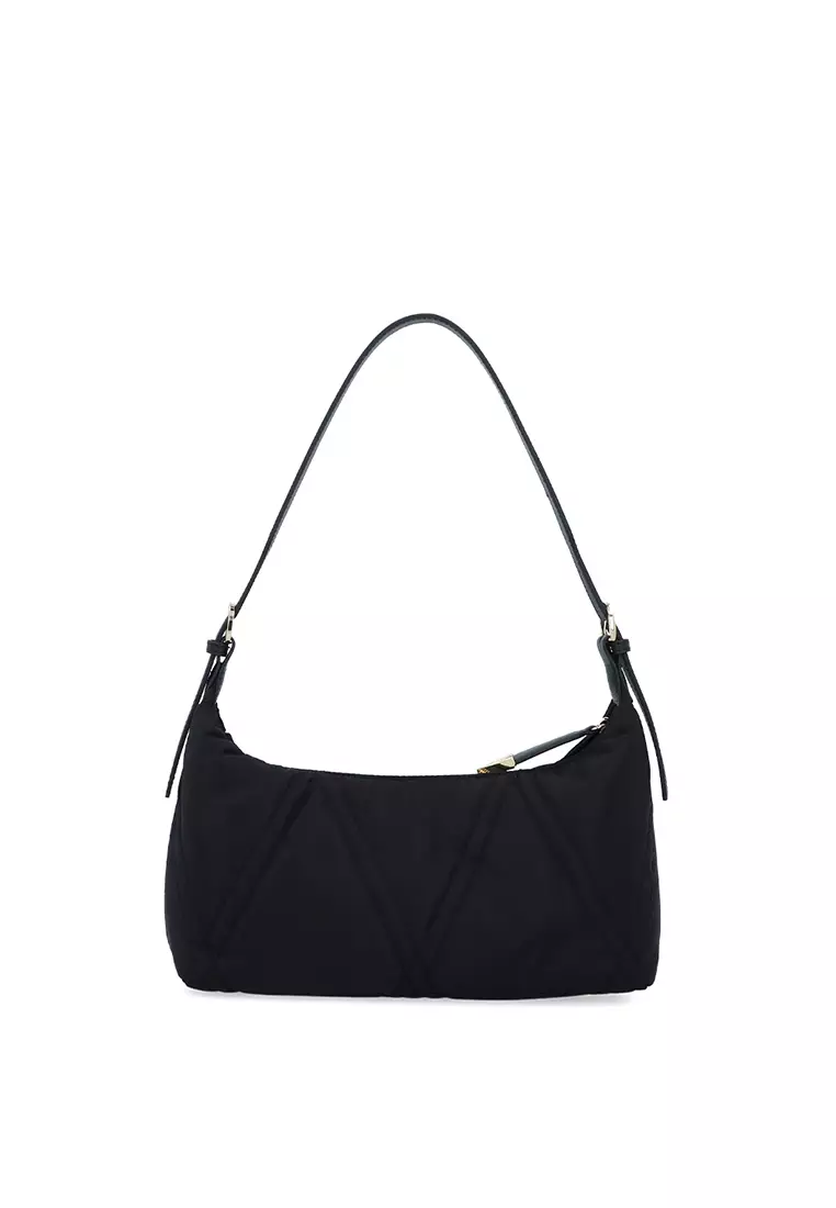 Carlo Rino V-Earth Nylon Shoulder Bag M - Black