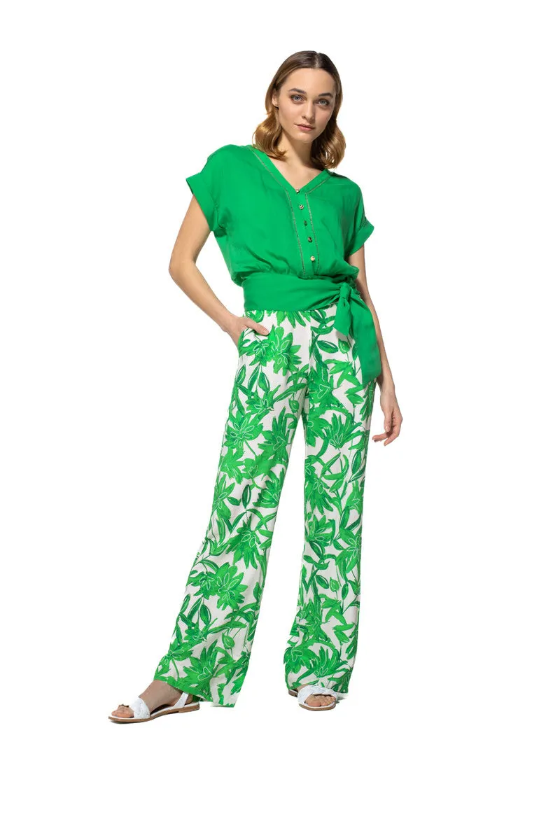 Caroline Biss LOOSE FIT FLORAL PRINT STRAIGHT TROUSERS