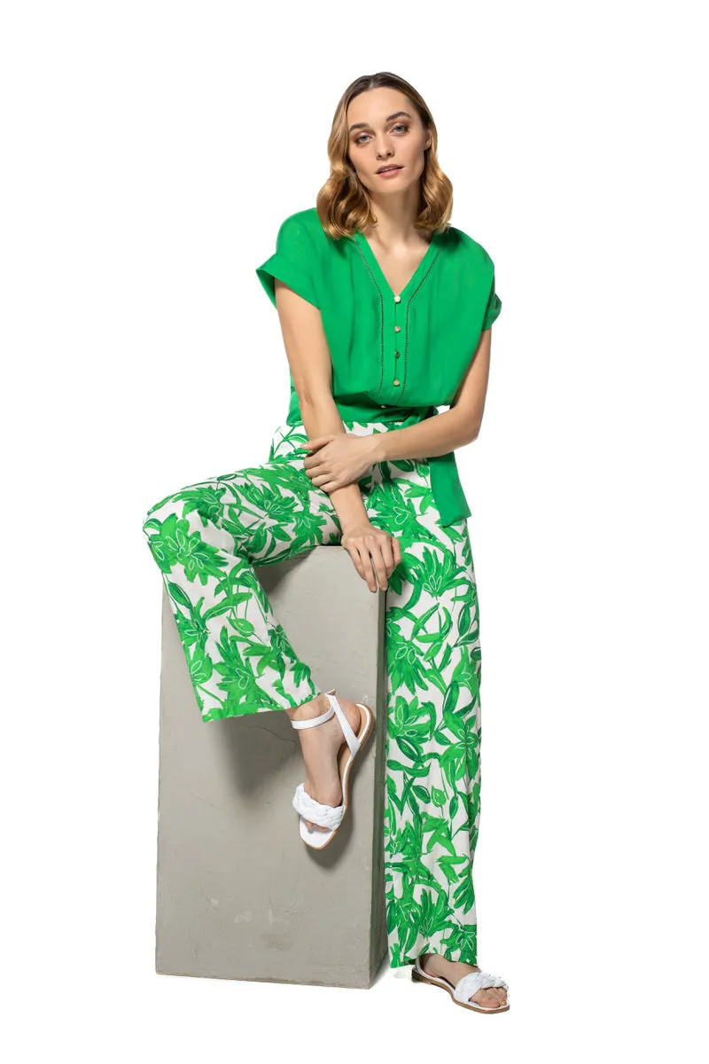 Caroline Biss LOOSE FIT FLORAL PRINT STRAIGHT TROUSERS