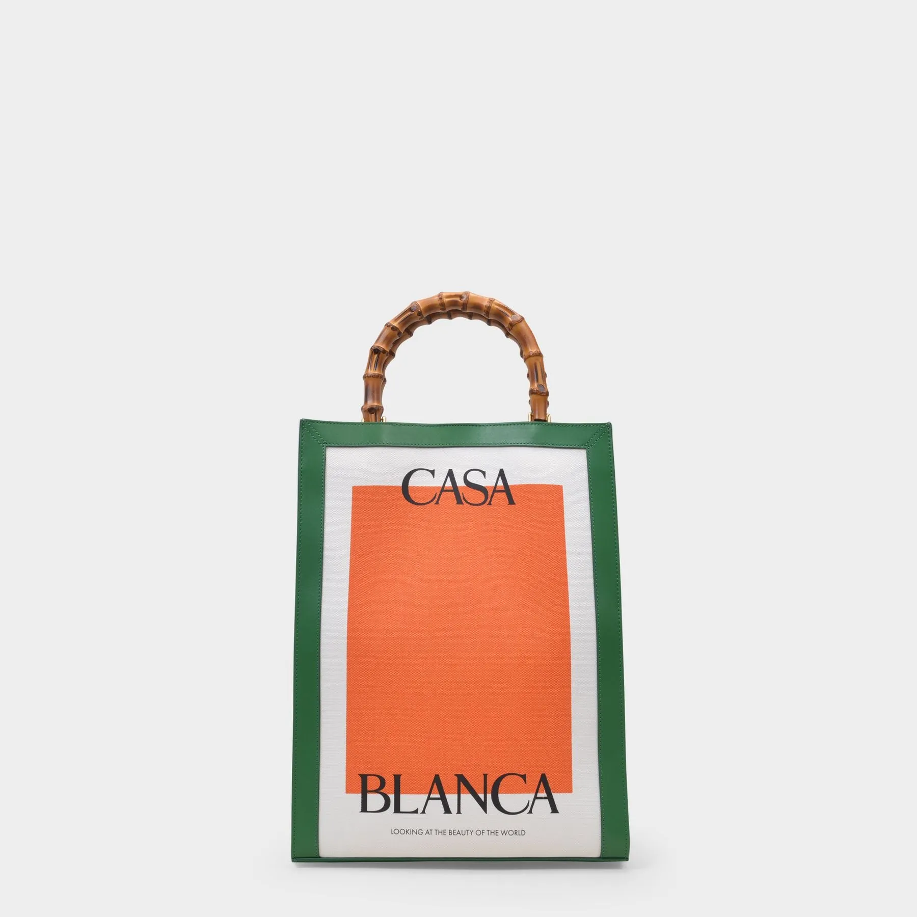 Casablanca  Casa Tote Bag in Green and Orange Canvas