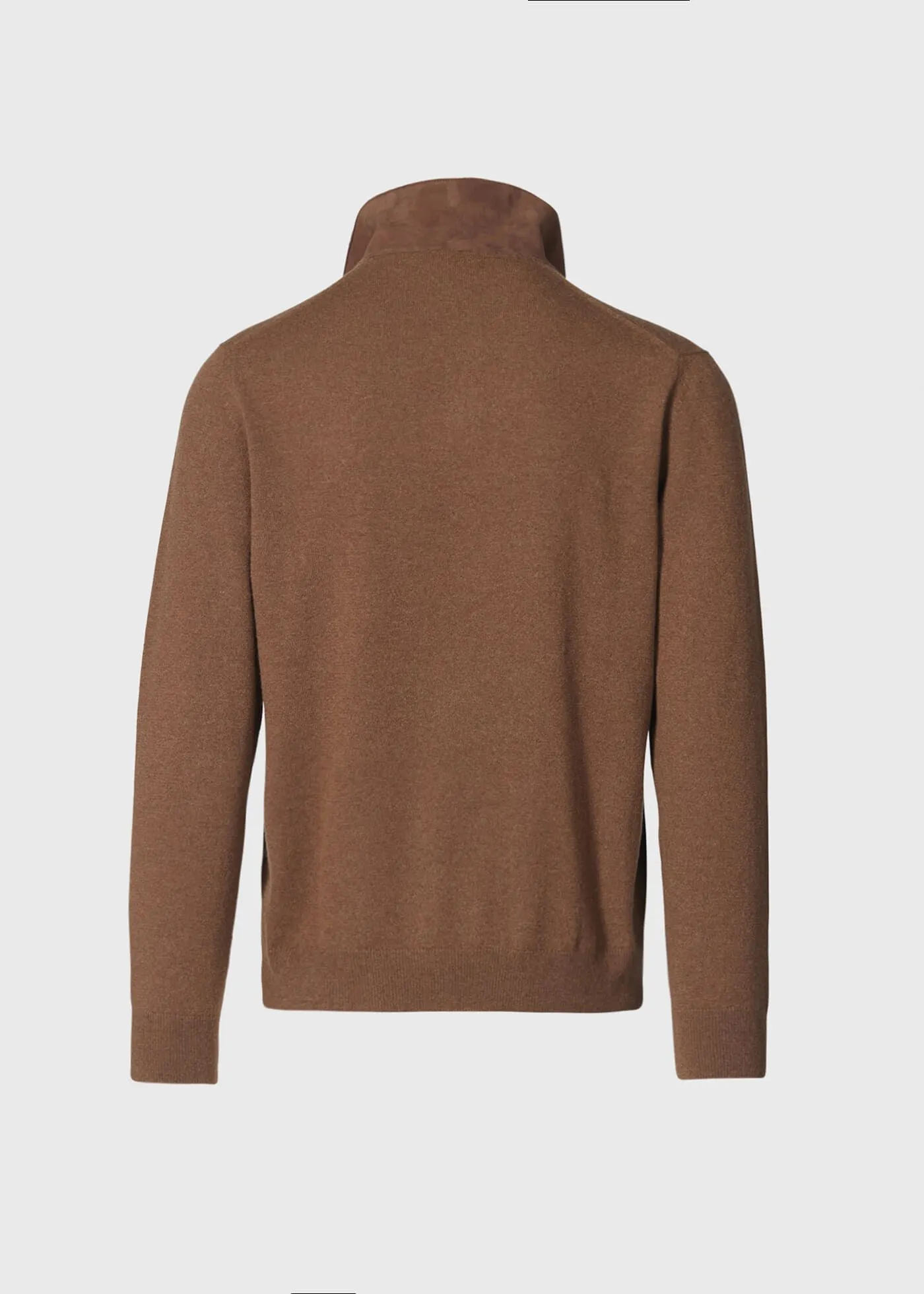 Cashmere Long Sleeve Polo with Suede