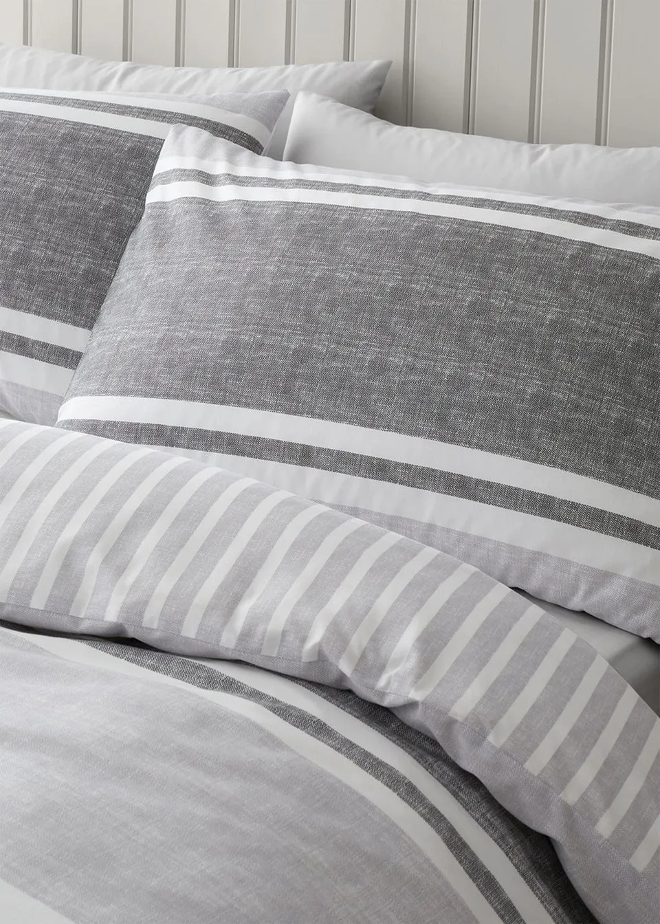 Catherine Lansfield Textured Banded Stripe Duvet Cover