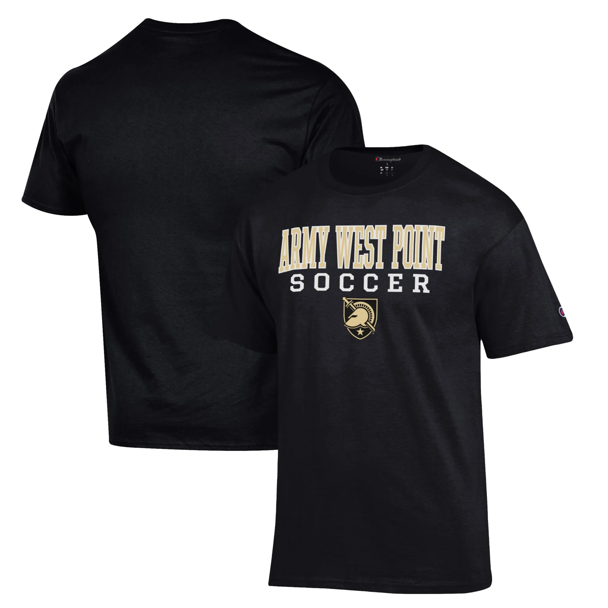 Champion Army Black Knights Black Soccer Stack Logo T-Shirt