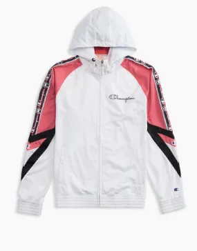 Champion Europe Archive Jacquard Logo Tape Hooded Track Jacket White