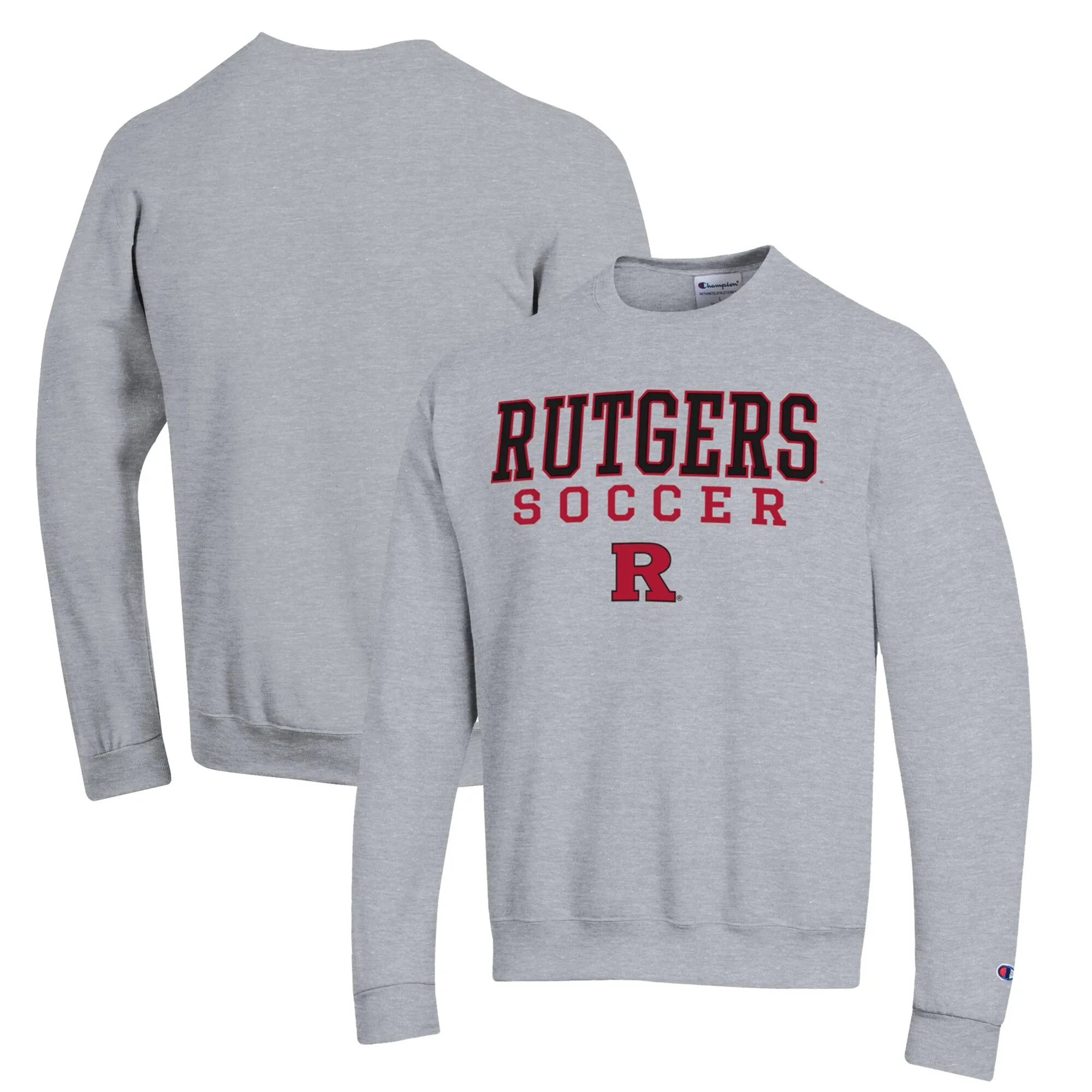 Champion Rutgers Scarlet Knights Gray Soccer Stack Logo Powerblend Pullover Sweatshirt