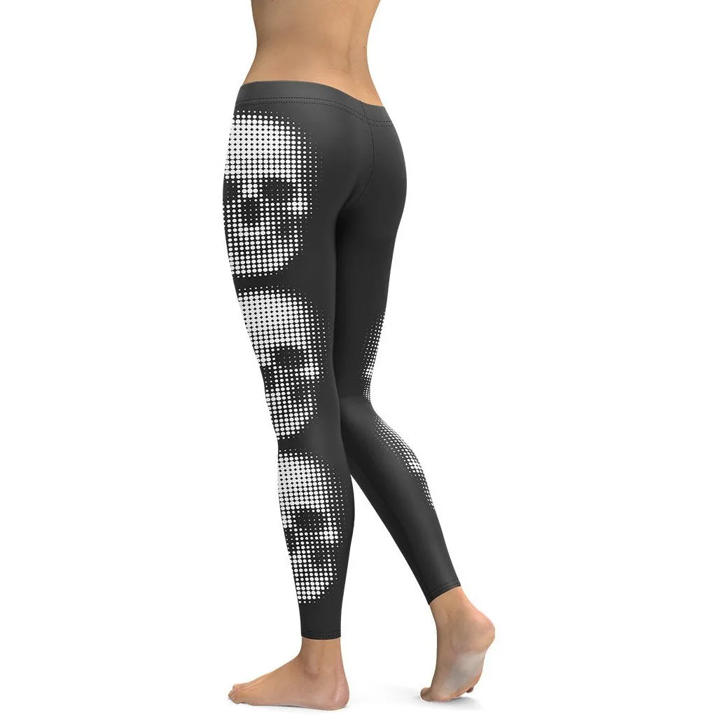 Charcoal Halftone Skull Leggings