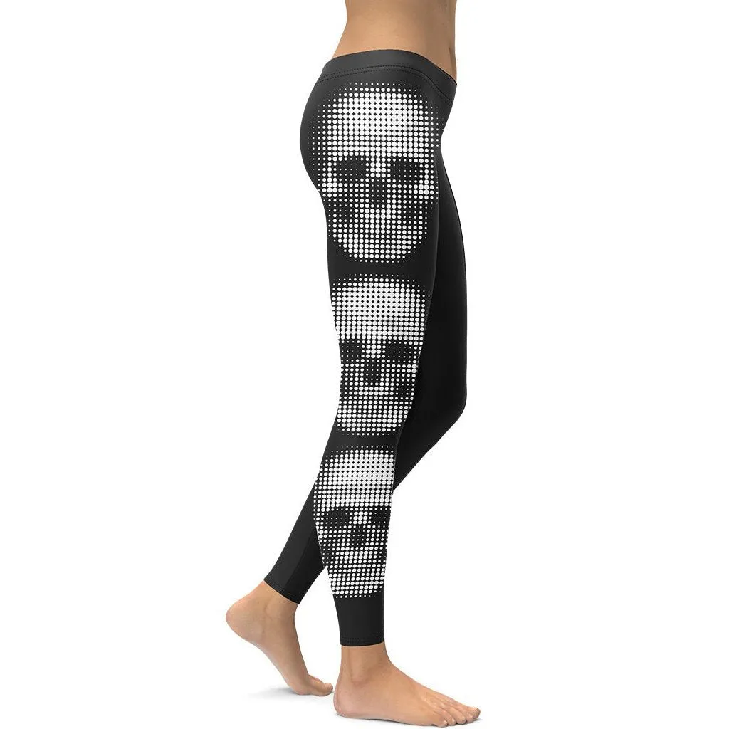 Charcoal Halftone Skull Leggings