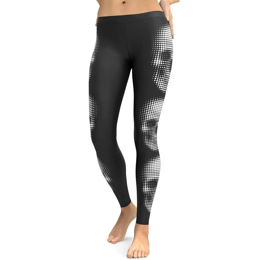 Charcoal Halftone Skull Leggings