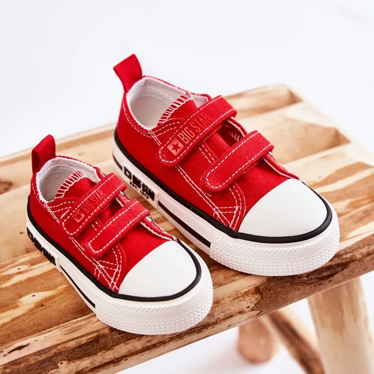 Children's Cloth Sneakers With Velcro Big Star KK374082 Red