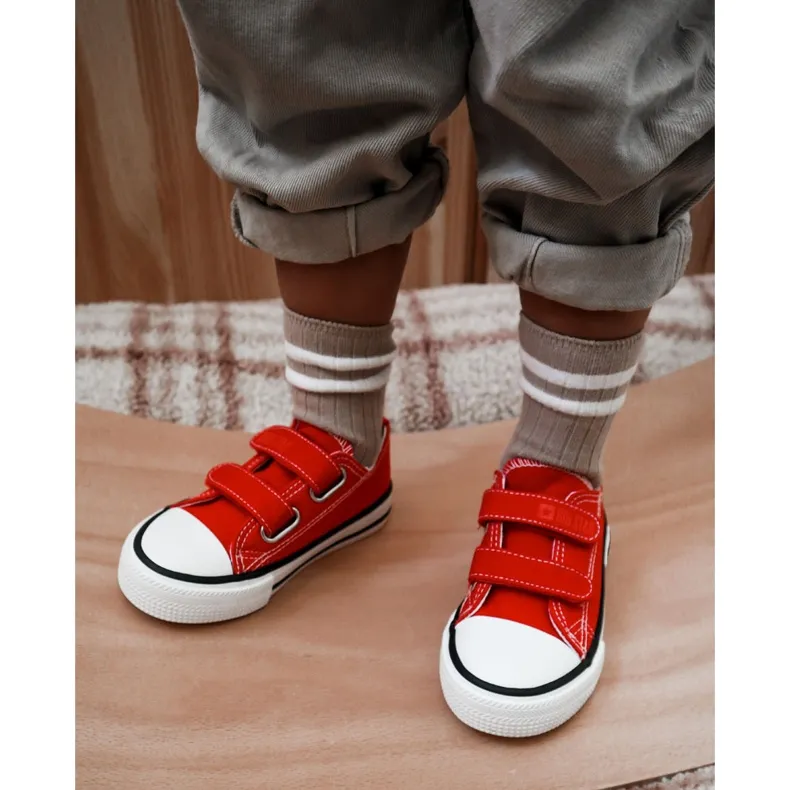 Children's Cloth Sneakers With Velcro Big Star KK374082 Red