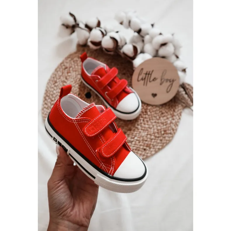 Children's Cloth Sneakers With Velcro Big Star KK374082 Red