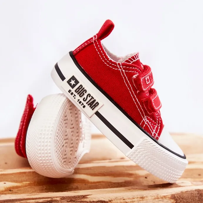 Children's Cloth Sneakers With Velcro Big Star KK374082 Red