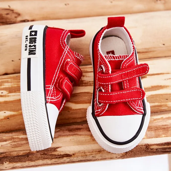 Children's Cloth Sneakers With Velcro Big Star KK374082 Red