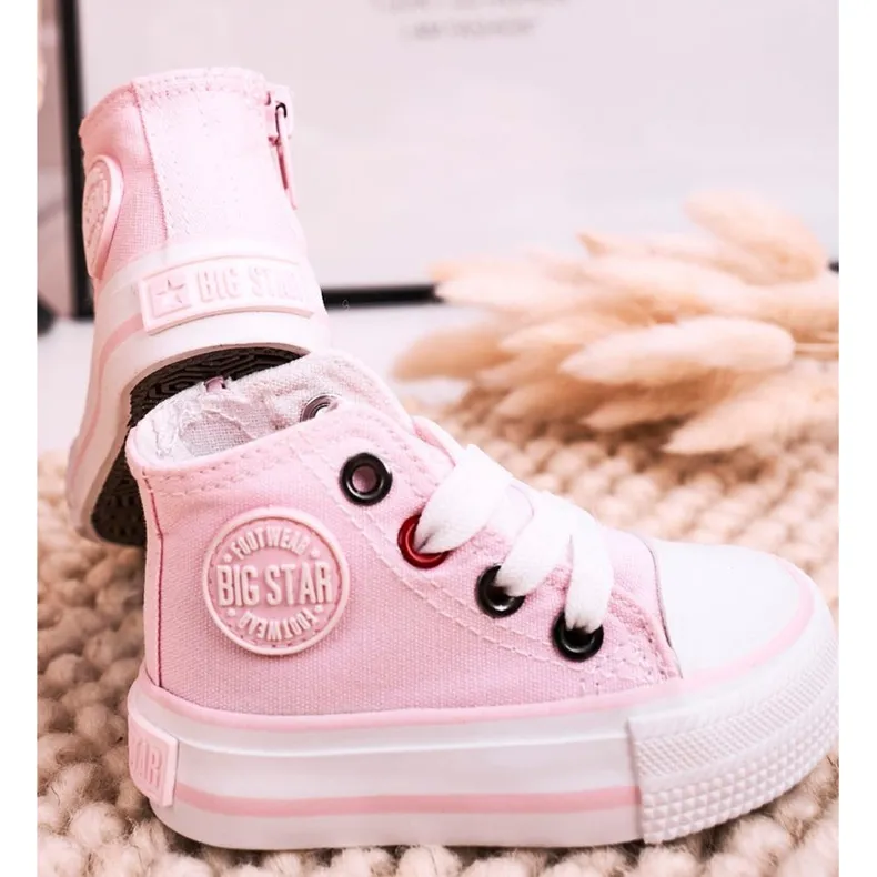 Children's High Sneakers With a Zipper Big Star HH374191 Pink