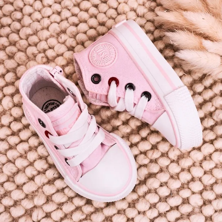 Children's High Sneakers With a Zipper Big Star HH374191 Pink