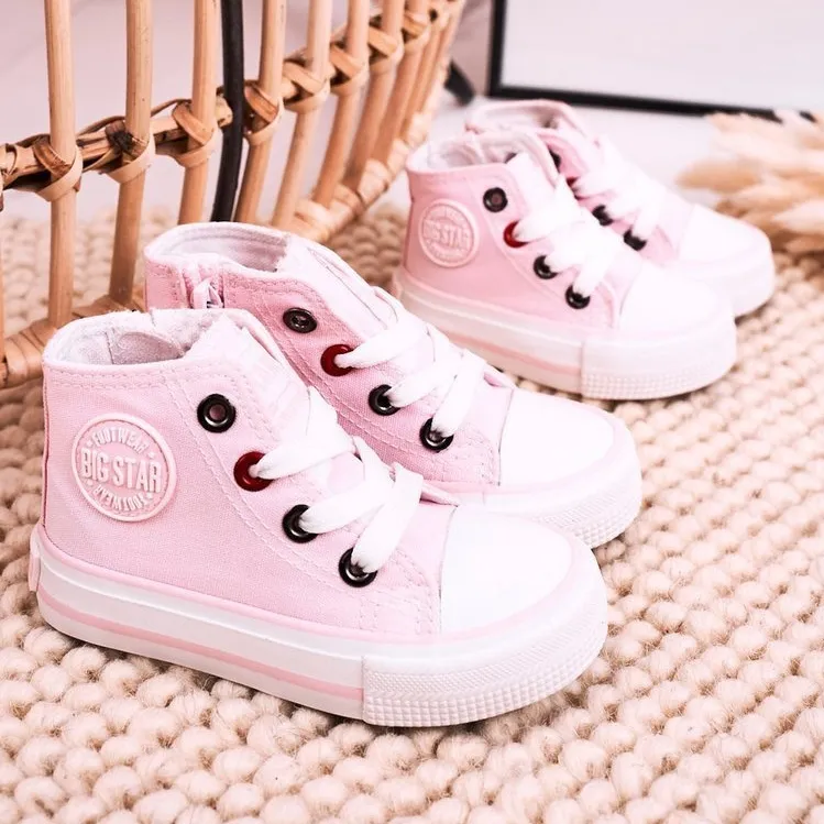 Children's High Sneakers With a Zipper Big Star HH374191 Pink