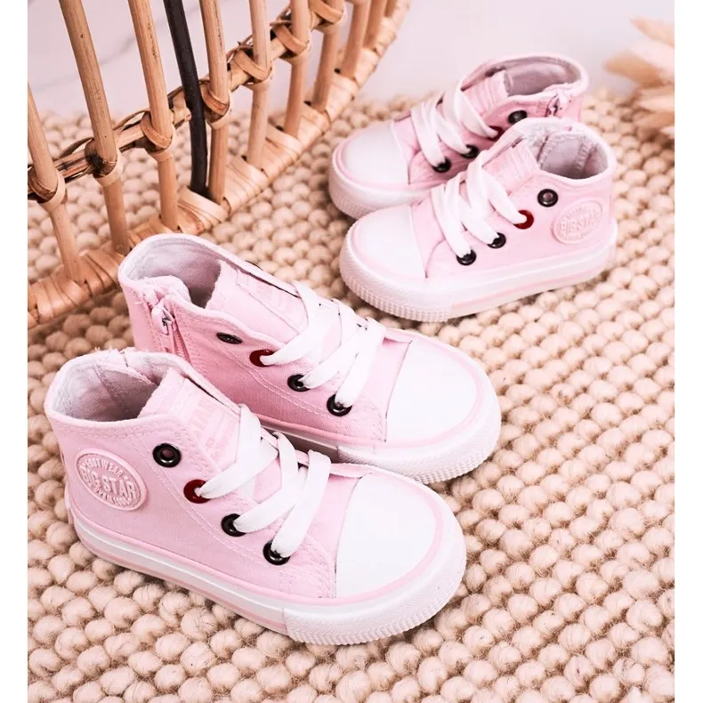 Children's High Sneakers With a Zipper Big Star HH374191 Pink