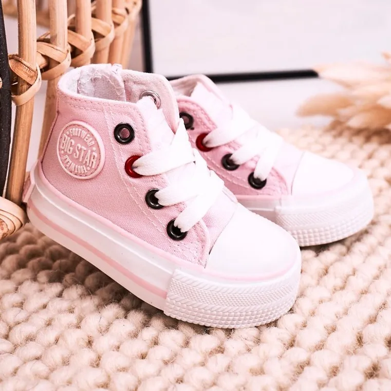 Children's High Sneakers With a Zipper Big Star HH374191 Pink