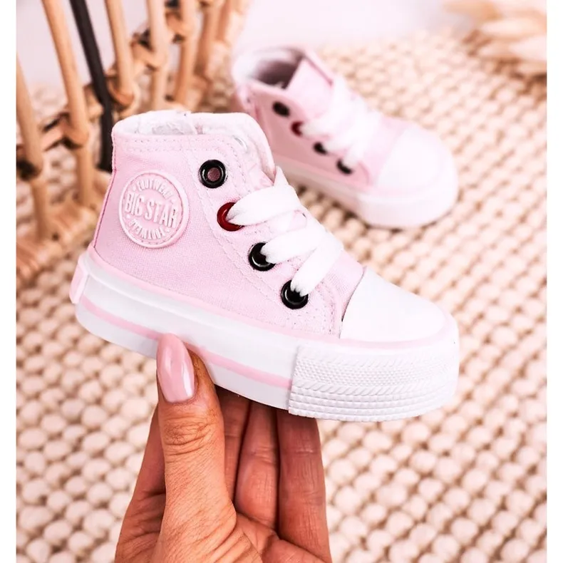 Children's High Sneakers With a Zipper Big Star HH374191 Pink