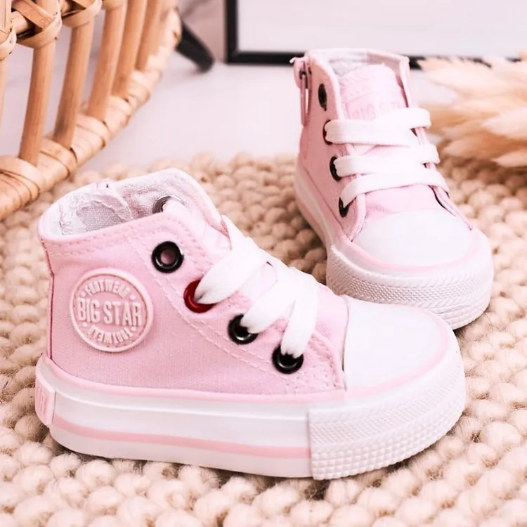 Children's High Sneakers With a Zipper Big Star HH374191 Pink