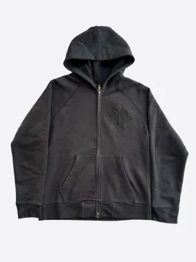 Chrome Hearts Black Triple Cross Patch Paper Jam Zip Up Hoodie