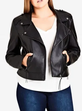 City Chic Women's Trendy Plus Size Biker Jacket Black Size 20W