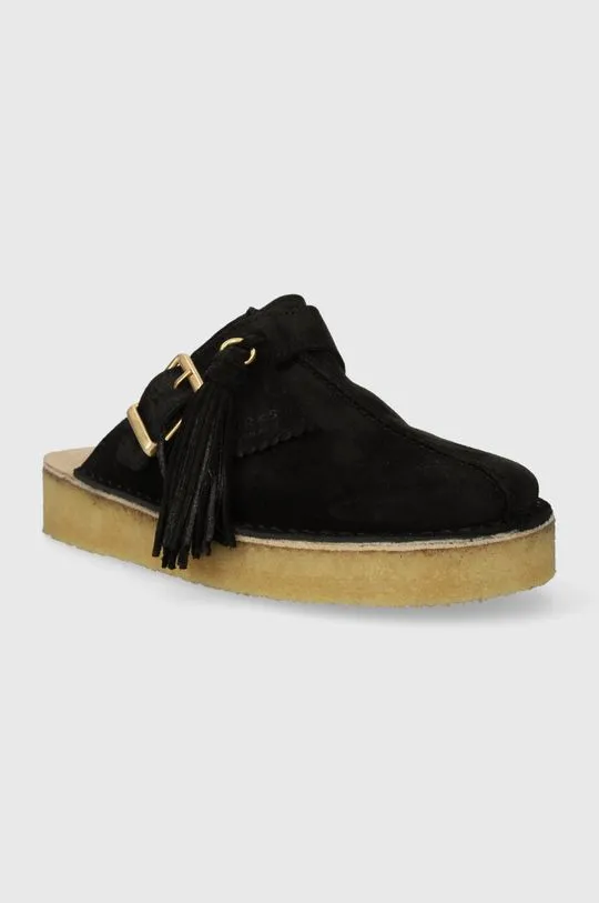 Clarks suede sliders Trek Mule women's black color 26168577