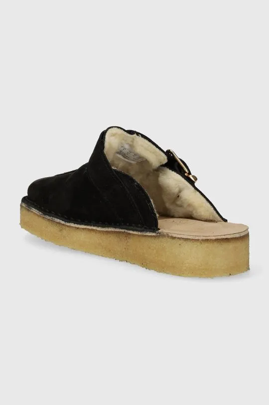 Clarks suede sliders Trek Mule women's black color 26168577
