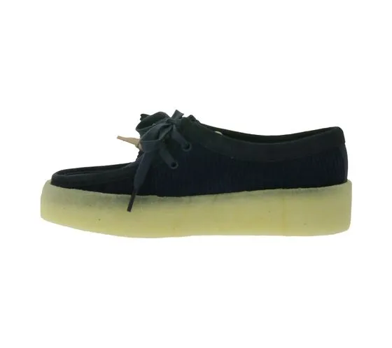Clarks Wallabee Cup zapatos de mujer con cordones de cuero genuino de moda azul