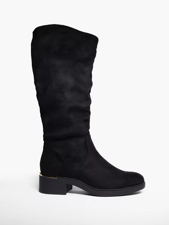 Claudia Ghizzani  Black Ruched Long Leg Boot