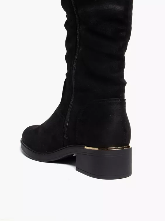 Claudia Ghizzani  Black Ruched Long Leg Boot