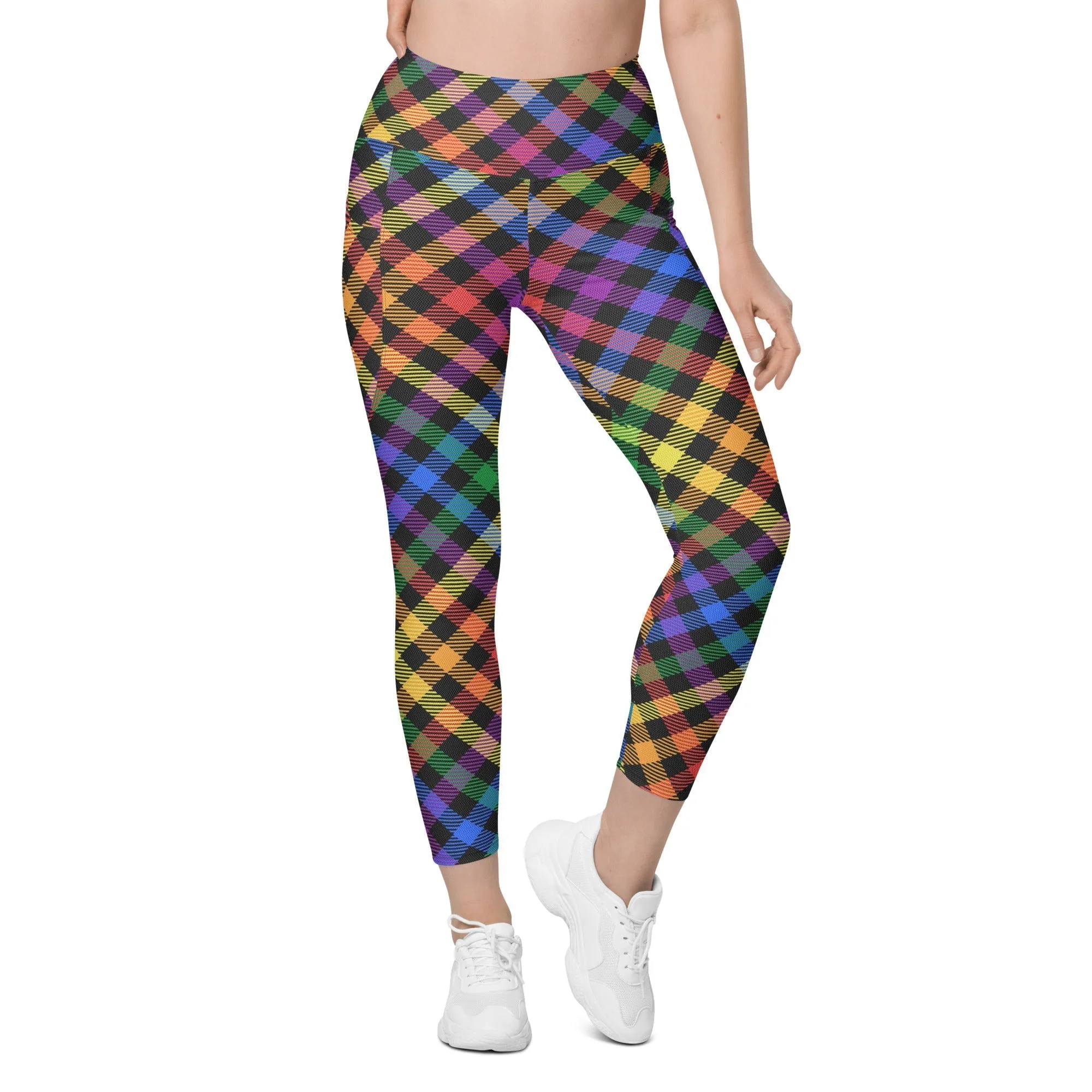 Colorful Plaid Leggings With Pockets