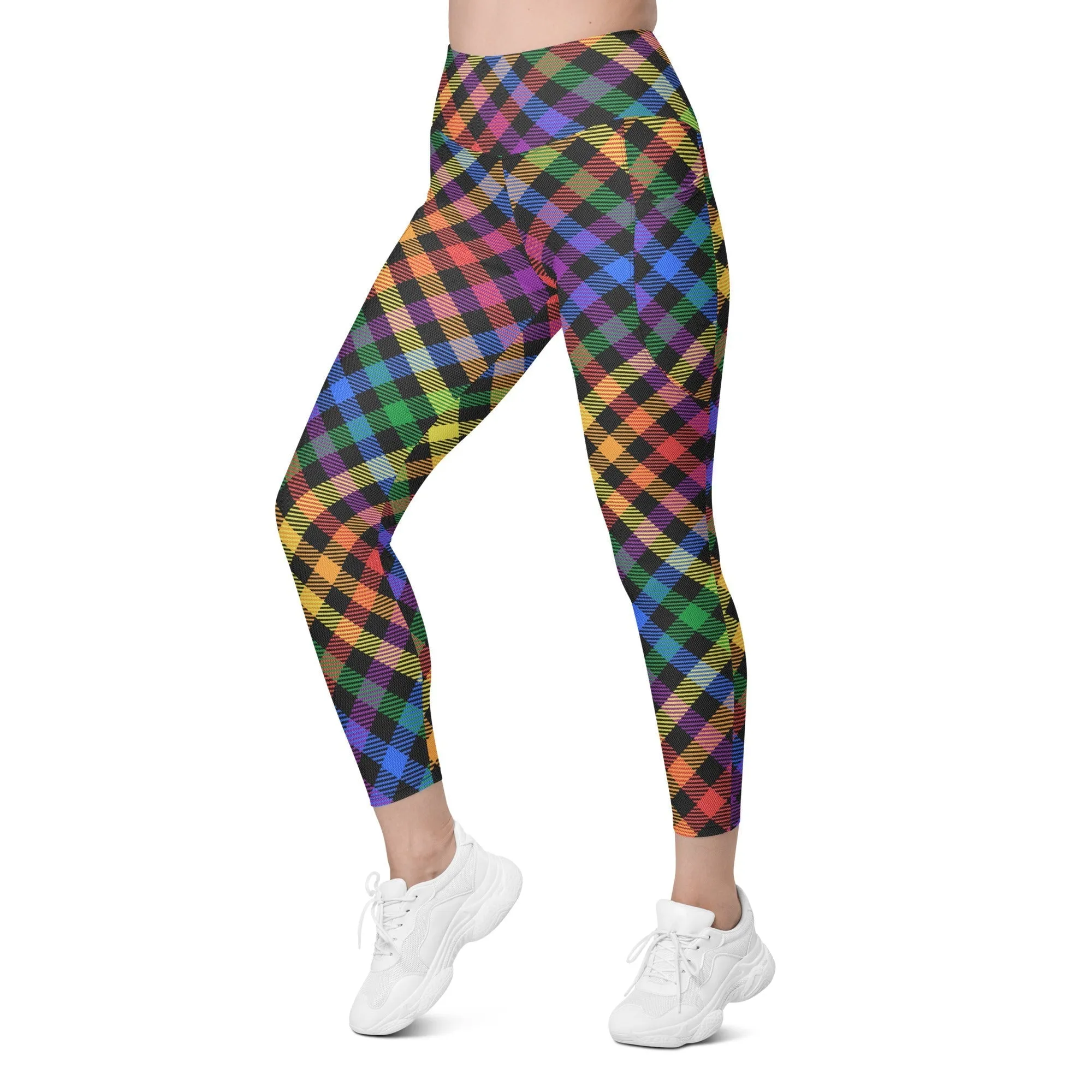 Colorful Plaid Leggings With Pockets