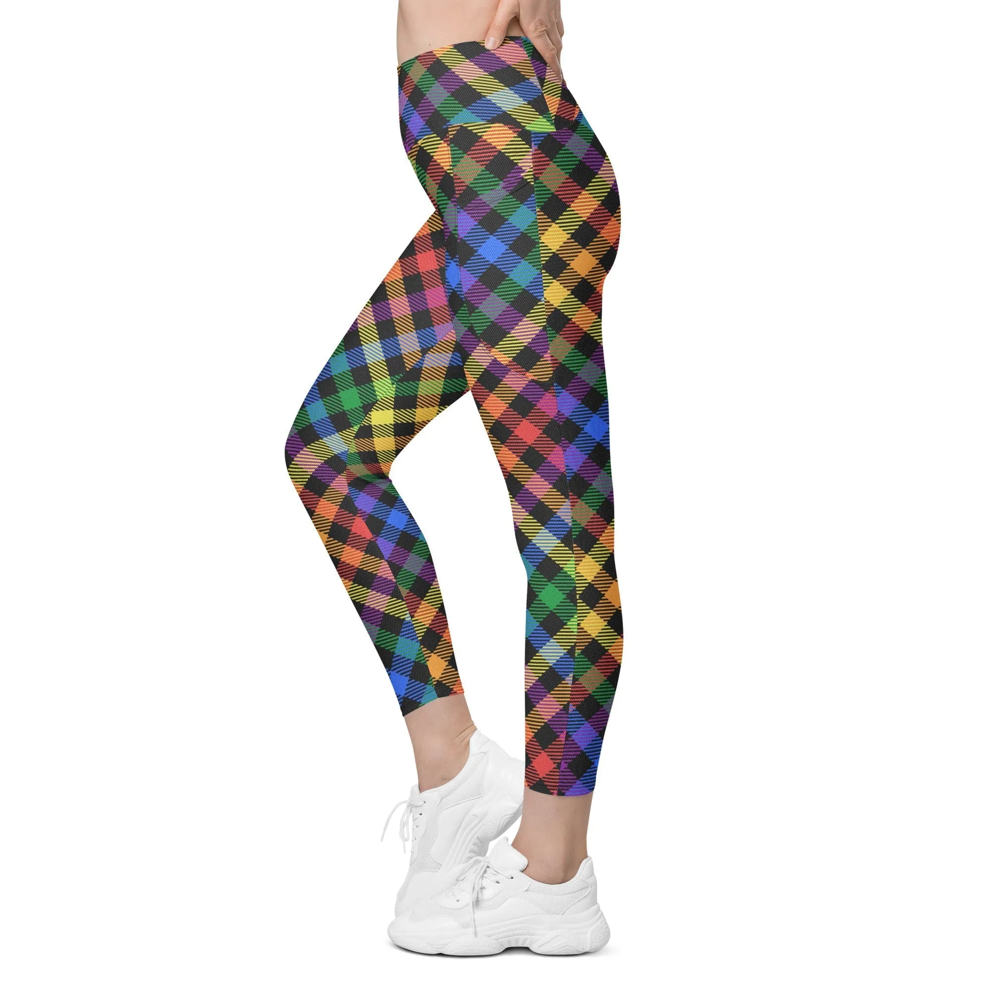 Colorful Plaid Leggings With Pockets